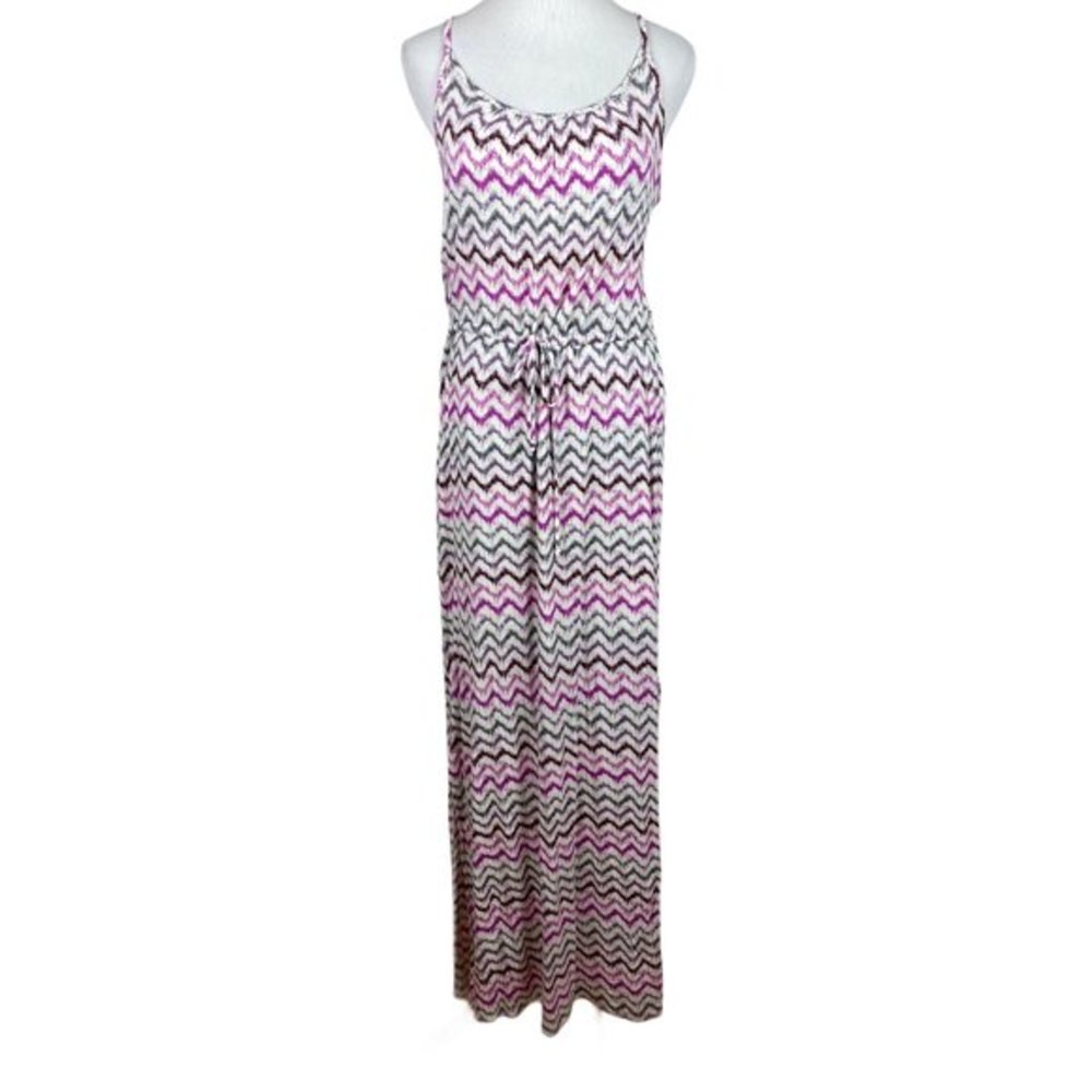 Best Society Maxi Dress M Multicolor Printed Racerback Sleeveless Tie